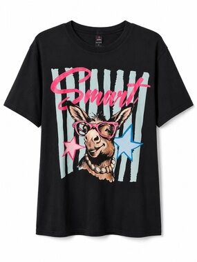 Black 'Smart' Graphic Tee with Pink Accents by Odabash